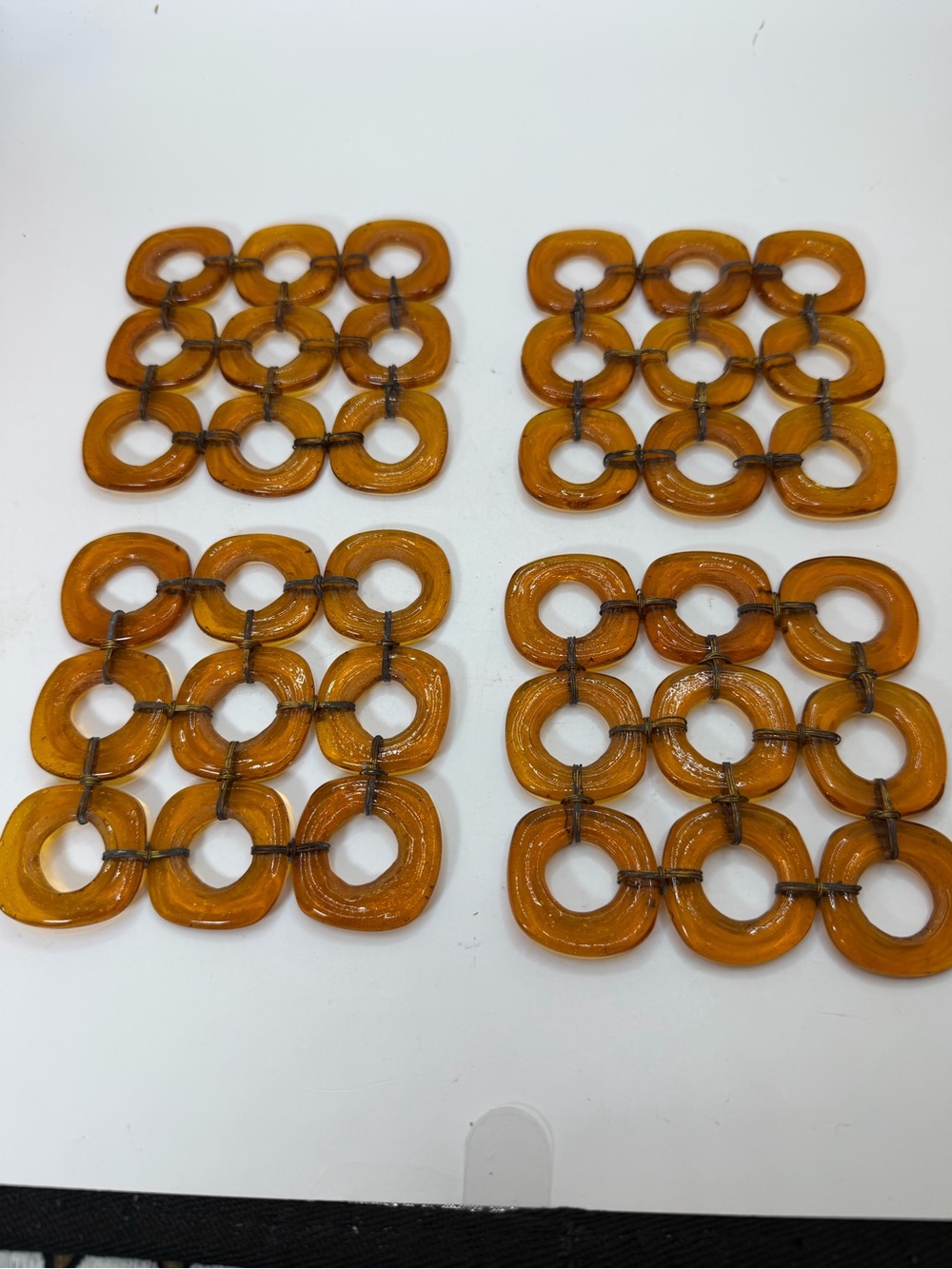 MCM Artisan Glass Coasters. Amber. Set of 4.